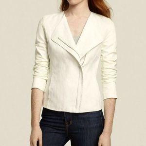 Vince Ivory Linen Cotton and Leather Moto Jacket size 4